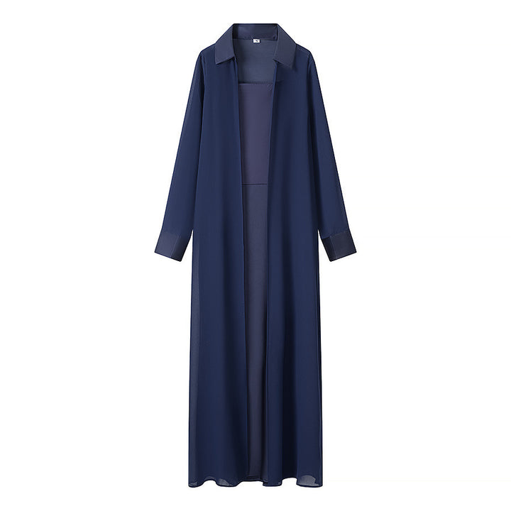Damen Langer Chiffon-Überwurfmantel mit integriertem Cami-Kleid Drune