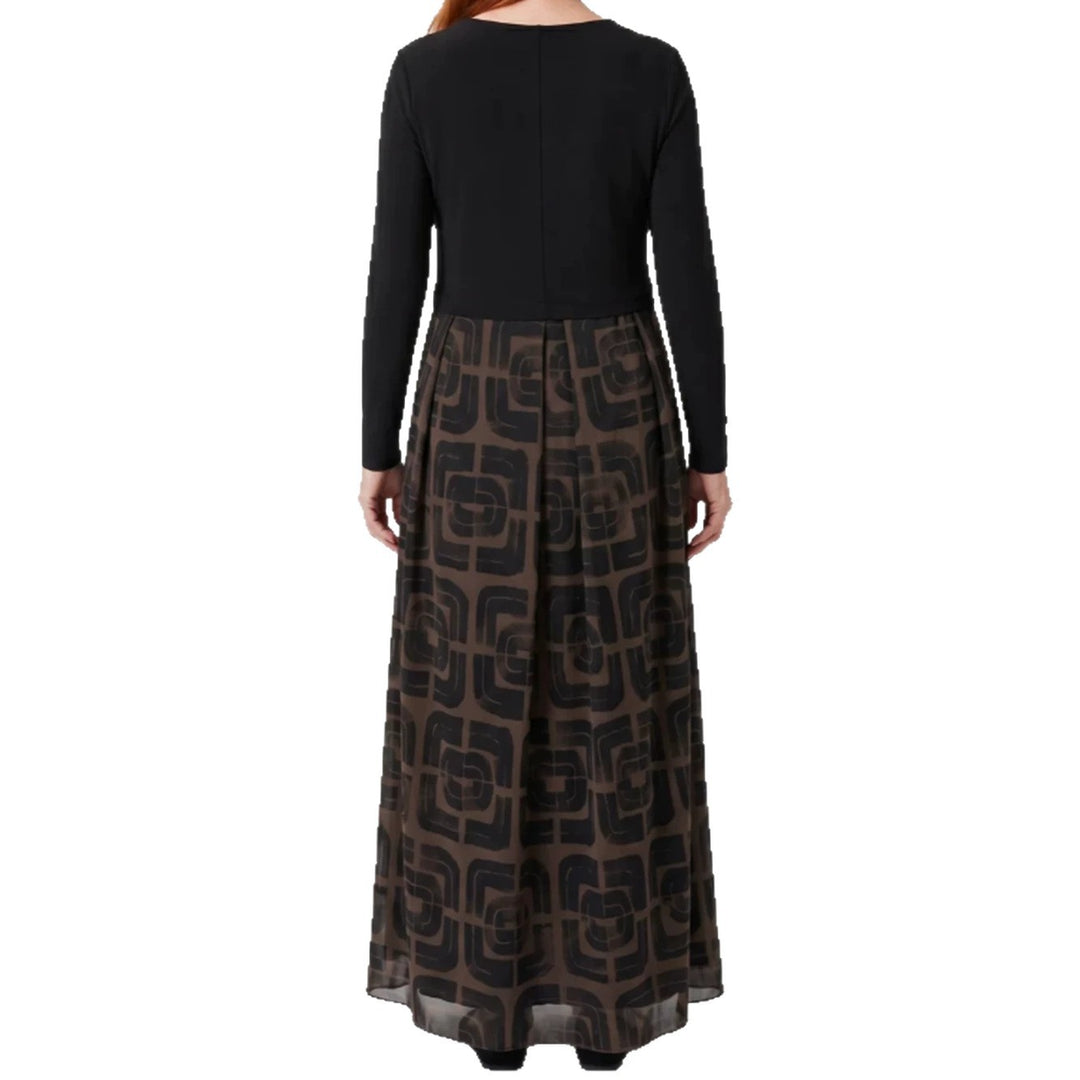 Damen nan V-Ausschnitt Maxikleid mit tailliertem Wickeloberteil und transparentem gemustertem Overlayrock Drune