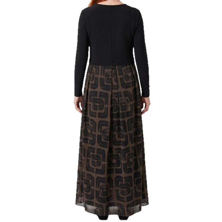 Damen nan V-Ausschnitt Maxikleid mit tailliertem Wickeloberteil und transparentem gemustertem Overlayrock Drune