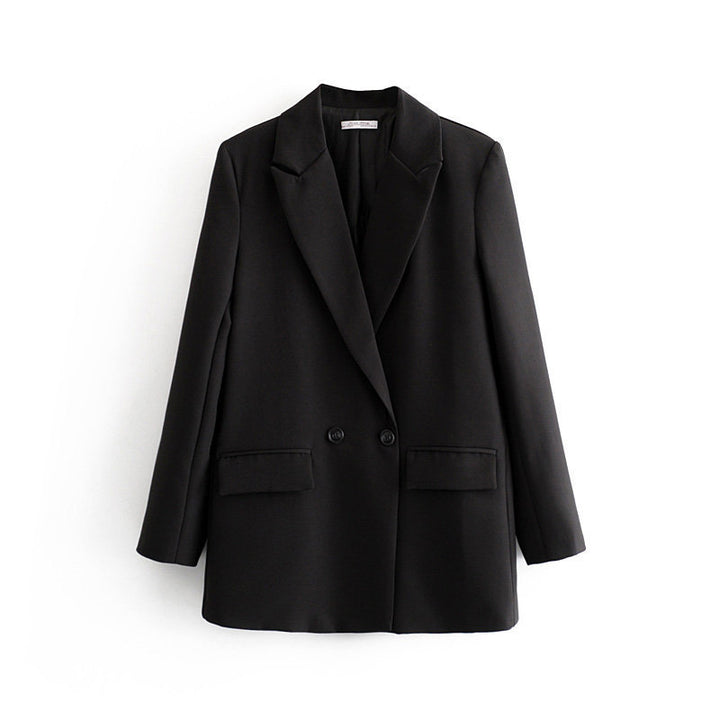 Damen Oversize Doppelreihiger Blazer mit fallendem Revers und weicher Innenfütterung Drune