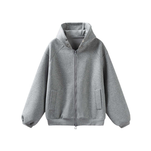 Unisex Oversize Kapuzenjacke mit hohem Kragen, Zweiwege‑Reißverschluss und eingearbeiteten Eingriffstaschen Drune