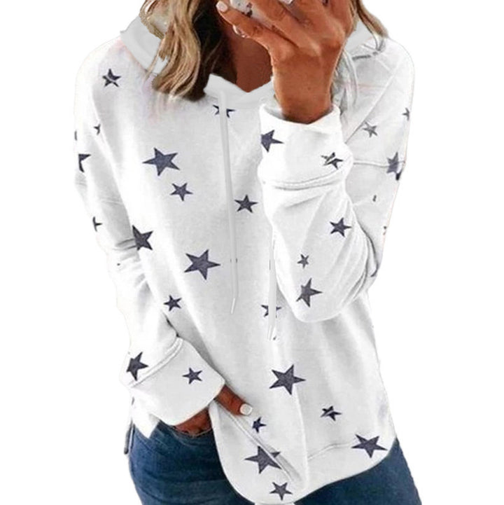 Damen Oversize-Kapuzenpullover aus weichem Baumwollmix mit Sternenprint Drune