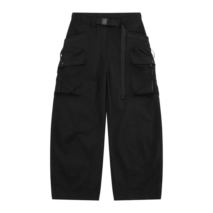 Damen Weite Cargo‑Culotte mit aufgesetzten Taschen und integriertem Webbing‑Gürtel Drune