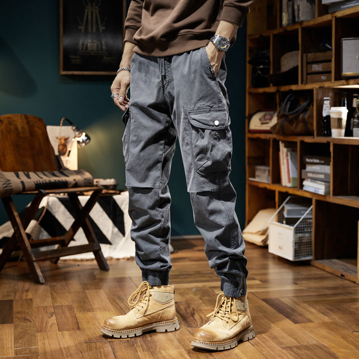 Herren Militärisch inspirierte Cargo-Joggerhose mit Tunnelzugbund und Klapp-Utility‑Taschen Drune