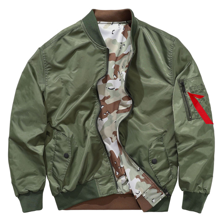 Herren  fluginspiriertes Bomberjacke mit gerippten Bündchen Saum Camouflage-Futter und Ärmel-Utility-Tasche Drune