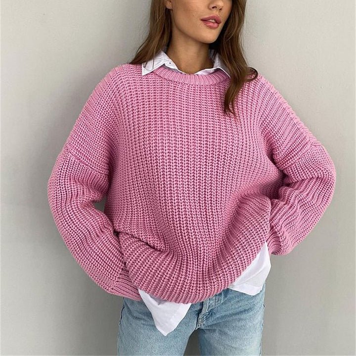 Damen Grobstrickpullover mit lässigem Schnitt und weitem Halsausschnitt Drune