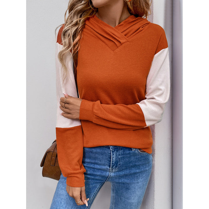Damen Kapuzenpullover mit modernem Farbmix und strukturiertem Stoff Drune