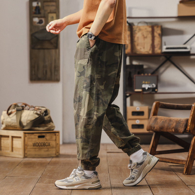 Herren Camouflage Cargohose im Jogger‑Stil mit Tunnelzugbund und elastischen Bündchen Drune