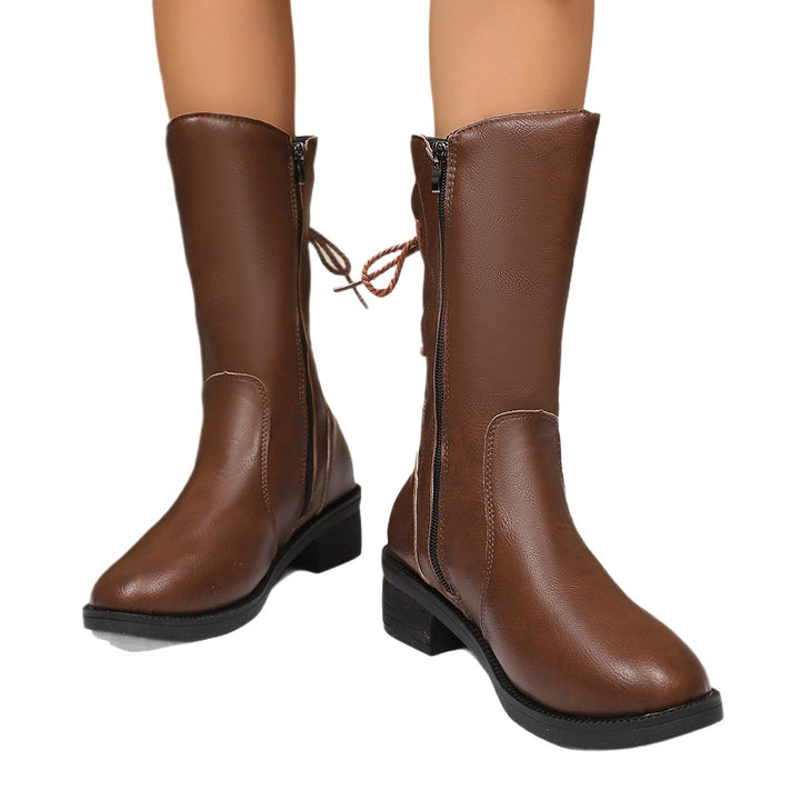 Damen Modische Stiefel mit Schnürung und seitlichem Reißverschluss Drune