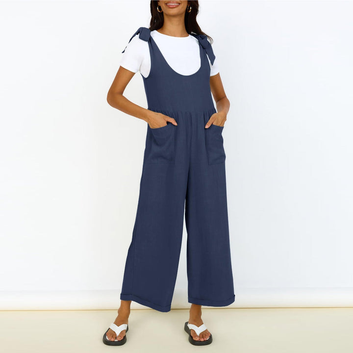 Damen Lässiger Jumpsuit mit verstellbaren Trägern und weitem Bein Drune