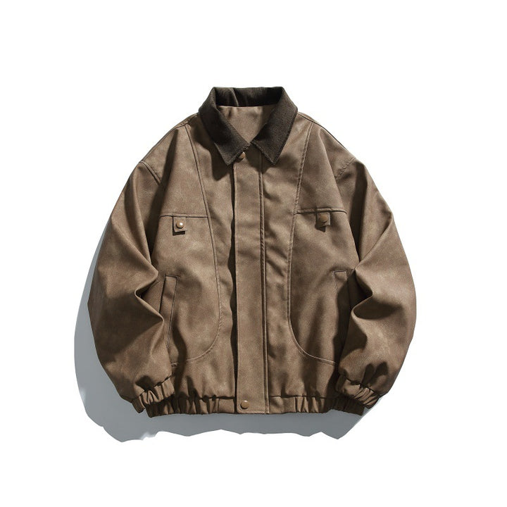 Herren Boxy-Canvas-Blousonjacke mit Cordkragen und elastischem Saum Drune