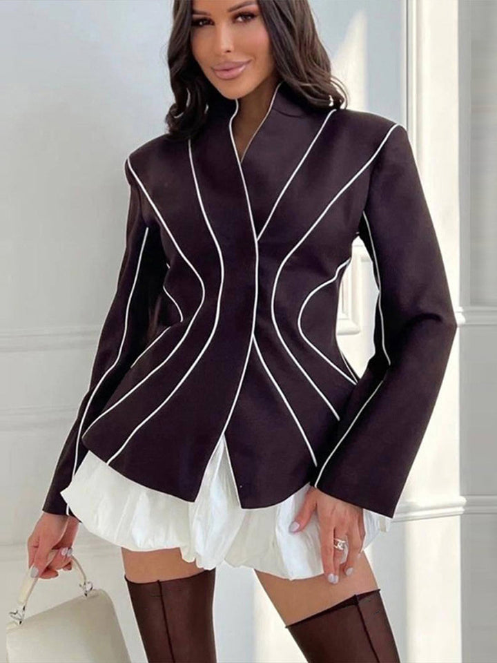 Damen Skulpturaler taillierter Blazer mit konturierenden Paspeln Drune