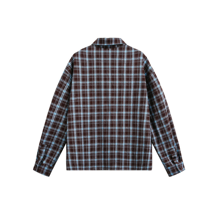 Herren Karierter Flanell-Overshirt-Jacke mit aufgesetzten Brusttaschen Drune