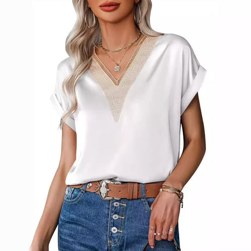 Damen Bluse mit elegantem Spitzenbesatz Drune