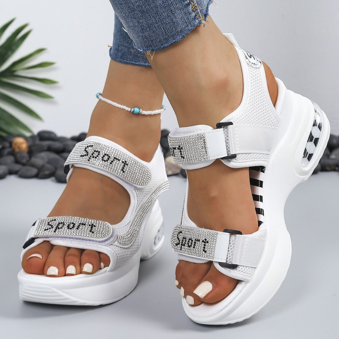 Damen Sportliche Sandalen mit funkelnden Applikationen und atmungsaktivem Obermaterial Drune
