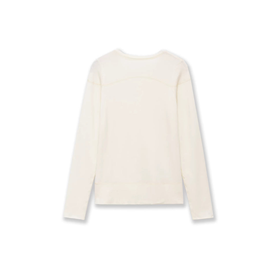 Damen Feiner Langarm-Strickpullover mit Rundhalsausschnitt und Flatlock‑Naht Drune