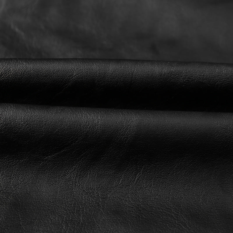 Herren Motorrad-inspirierte Lederoptikjacke mit Stehkragen und Ziernähten Drune