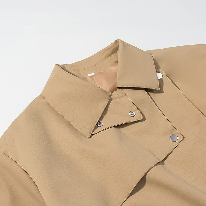 Damen nan taillierter Trenchparka mit Bindegürtel, asymmetrischer Blende und großen Pattentaschen Drune
