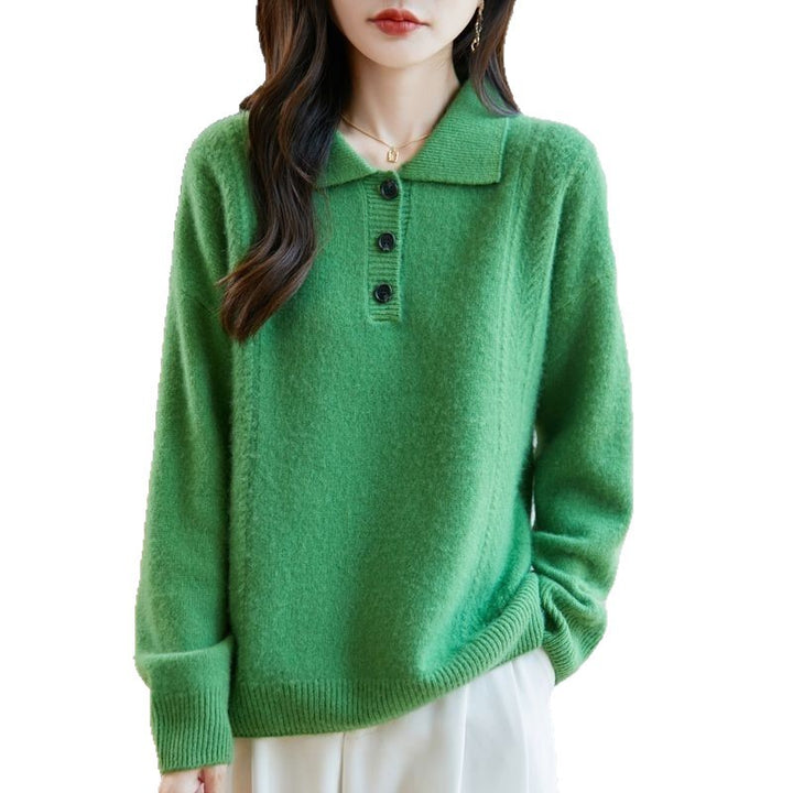 Damen Koshiba-Style Pullover mit eleganter Knopfleiste Drune