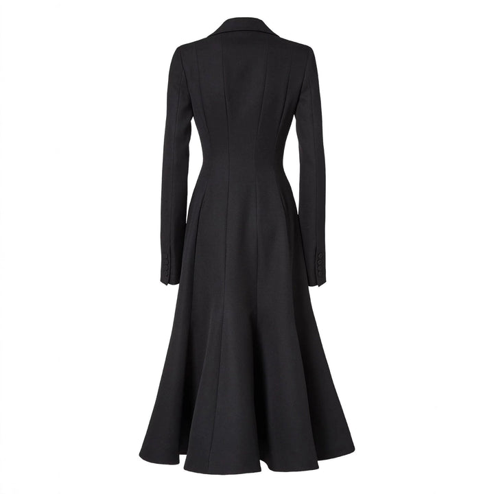 Damen taillierter Longblazer‑Mantel mit ausgestelltem Rockteil Drune