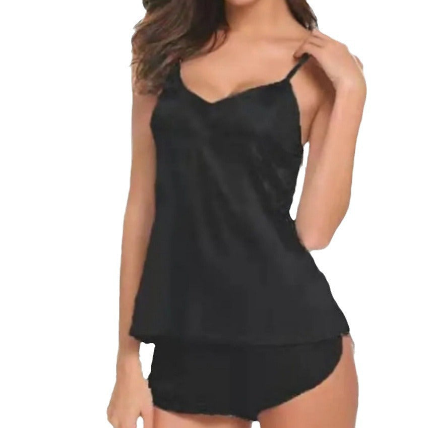 Damen Nachtwäsche Set mit Spaghetti-Trägern und körpernaher Passform Drune