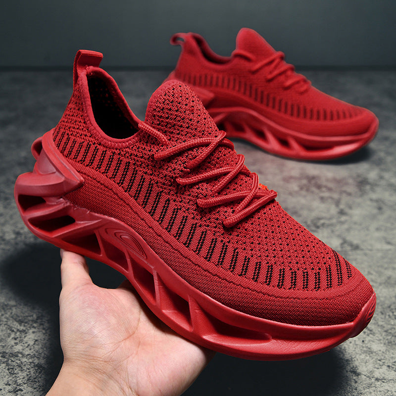 Unisex atmungsaktive Strick‑Runner mit skulpturierter Hohlkammer‑Plattform und flexibler Trail‑Laufsohle Drune