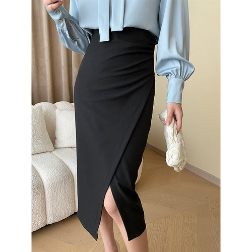 Damen figurbetontes Wickelkleid mit schickem Schlitz und eleganten Knopfdetails Drune
