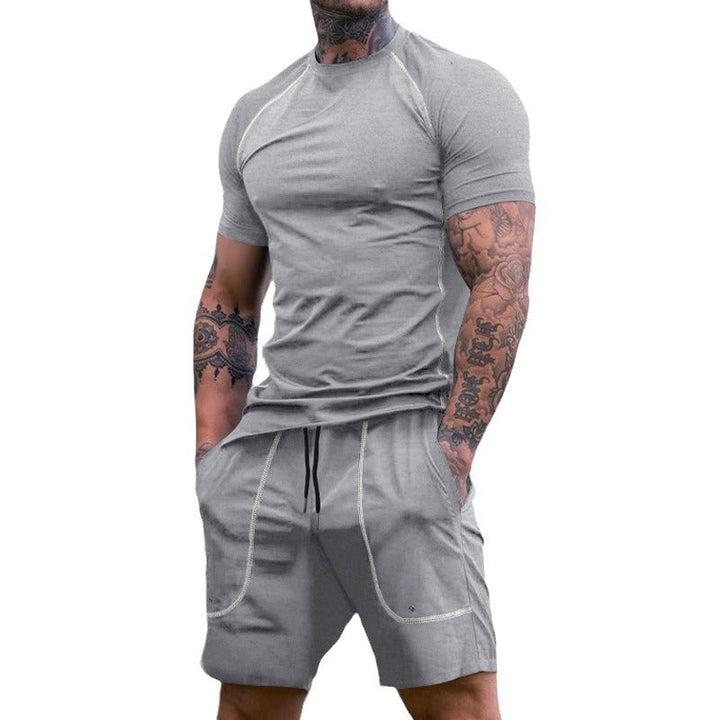 Herren nan eng anliegendes Freizeitset aus elastischem Jersey mit Kurzarmshirt und Kordelzugshorts Drune