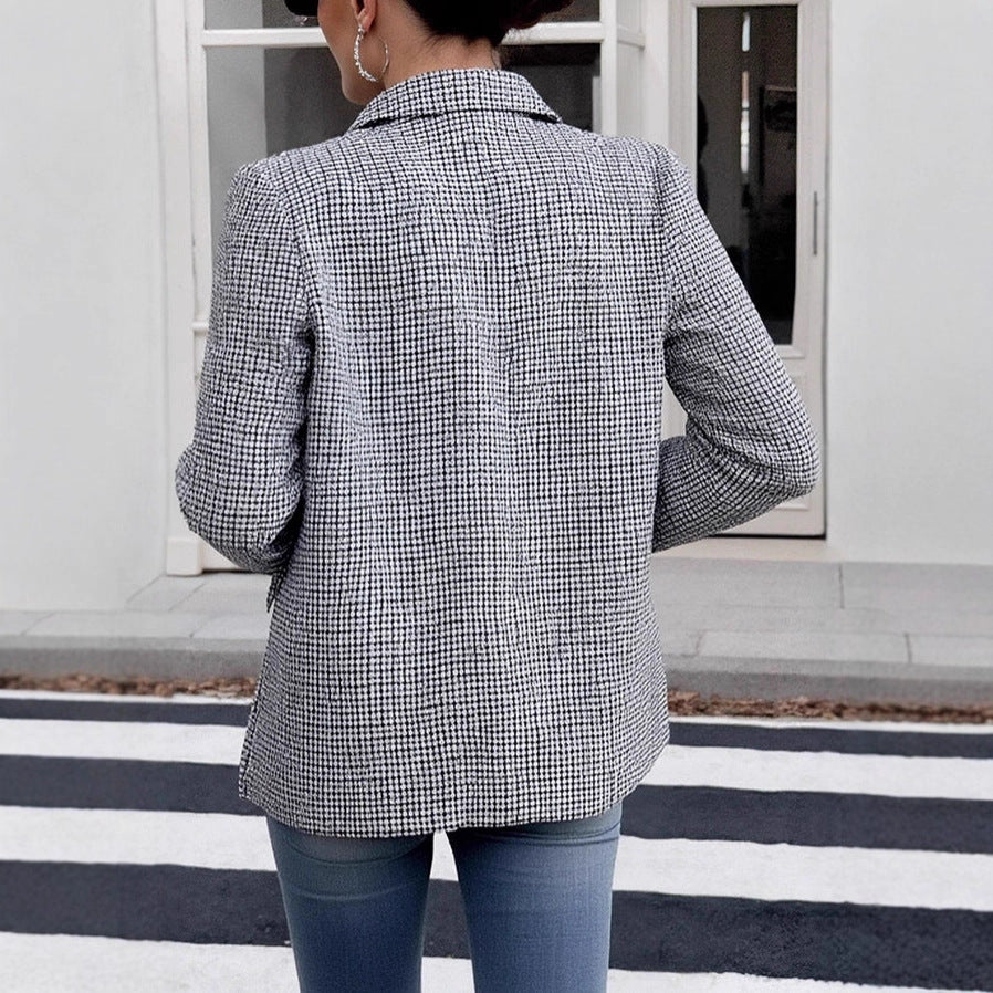 Damen Glencheck-Blazer im Oversize-Schnitt mit Paspeltaschen und leicht gepolsterten Schultern Drune