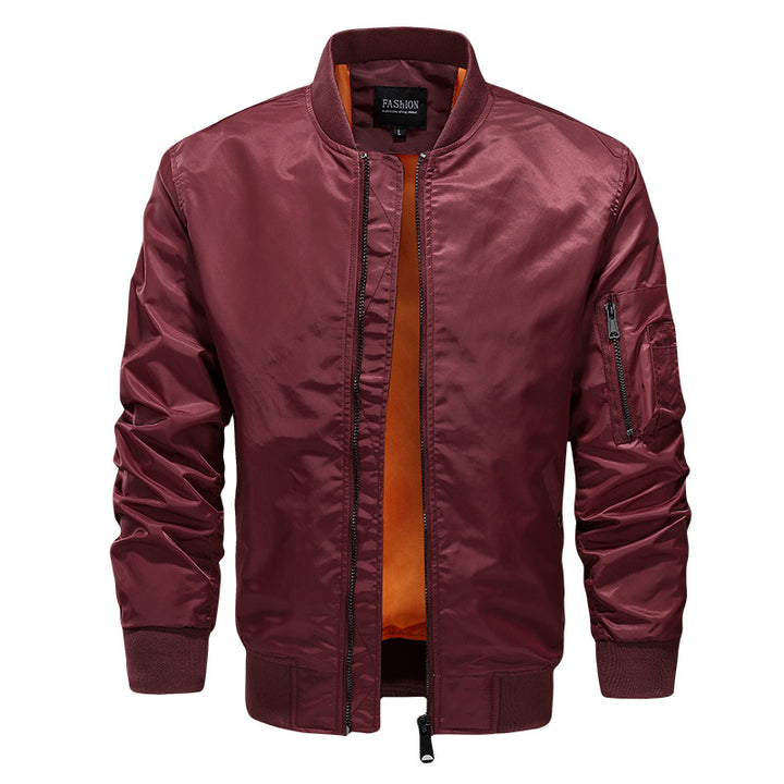 Herren Nylon-Bomberjacke im Aviator‑Stil mit Ärmeltasche und Rippbündchen Drune