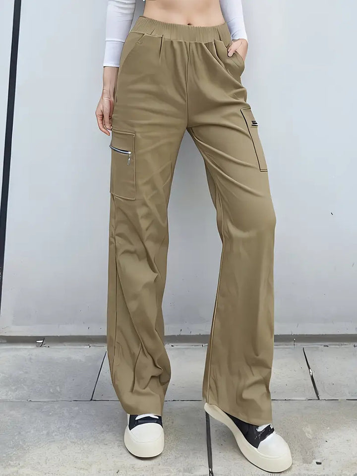 Damen Bequeme Cargo-Hose mit elastischem Bund Drune