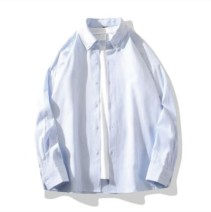Herren Oversize Button-Down Hemd aus Baumwollmischung mit feinen Nadelstreifen Drune