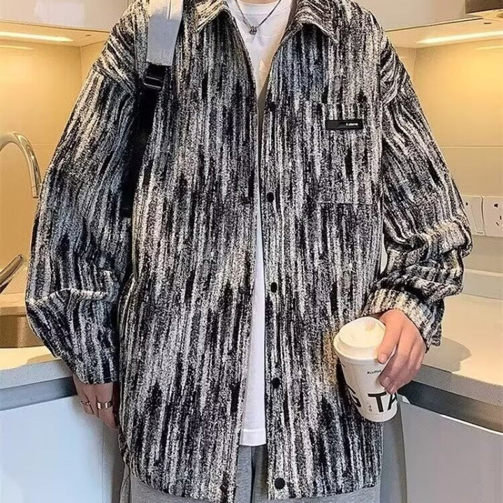 Herren modische Hemdjacke mit strukturiertem Muster Drune