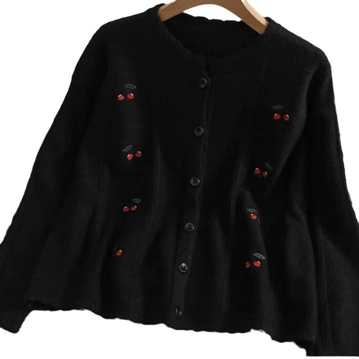 Damen Strickjacke mit floralem Motiv und Knopfverschluss Drune