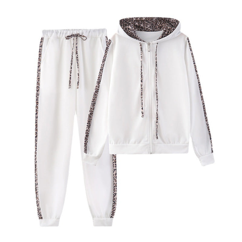 Damen Sportanzug mit modischem Leopardenmuster Drune