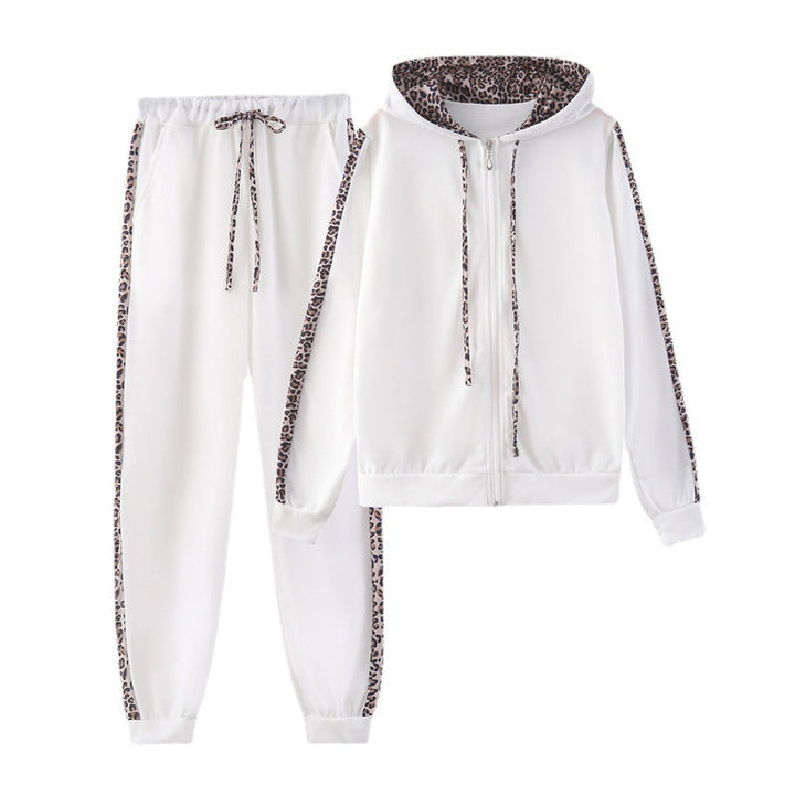Damen Sportanzug mit modischem Leopardenmuster Drune