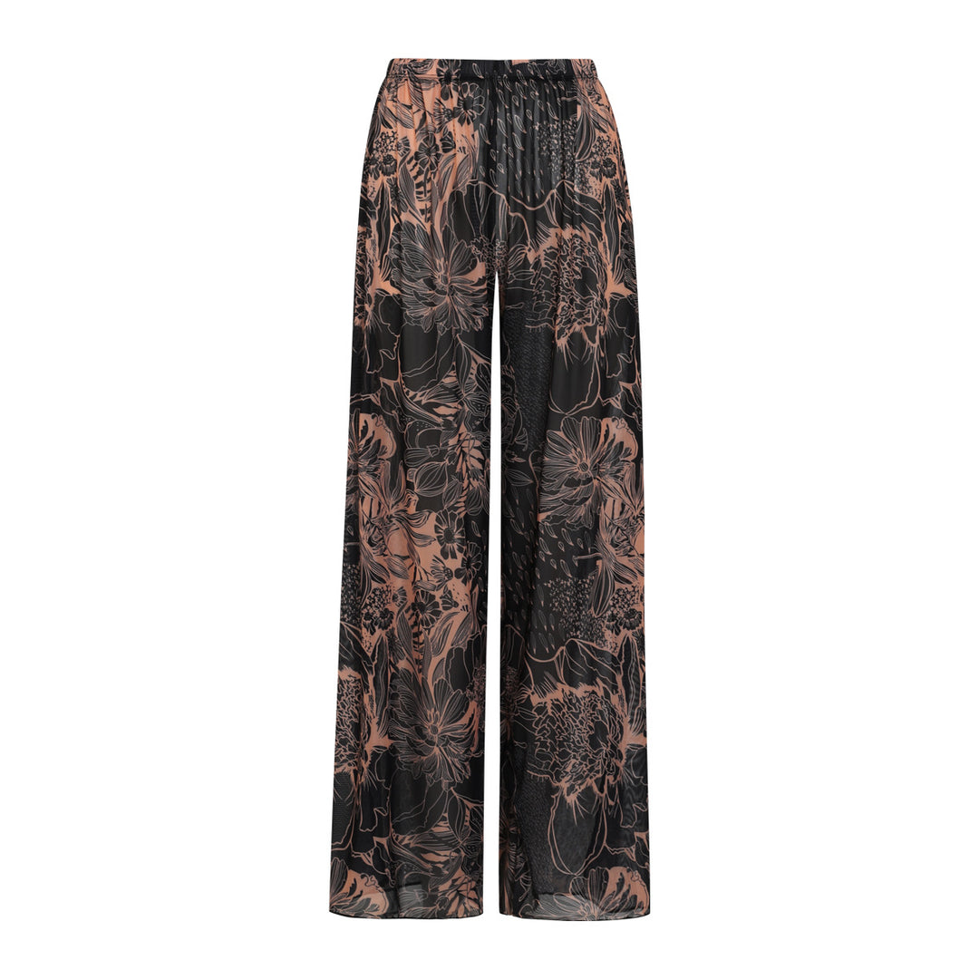 Damen Palazzo-Hose mit floralem Design und elastischem Bund Drune