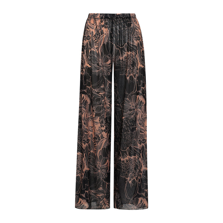 Damen Palazzo-Hose mit floralem Design und elastischem Bund Drune