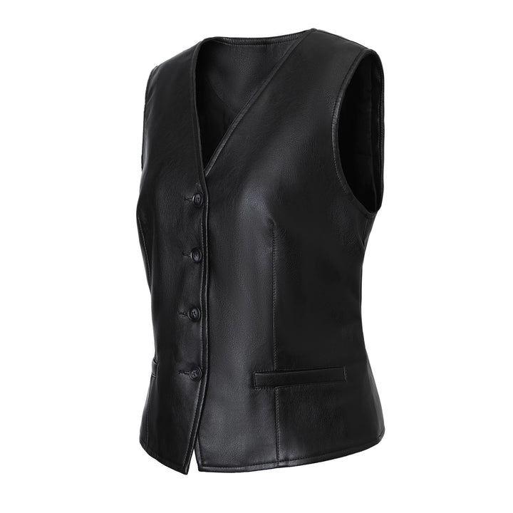 Damen Elegante Kunstlederweste Drune