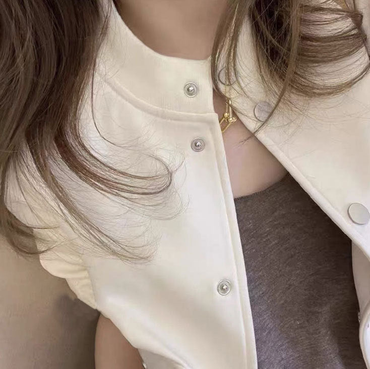 Damen Modische Übergangsjacke mit Druckknopf und lässigem Schnitt Drune
