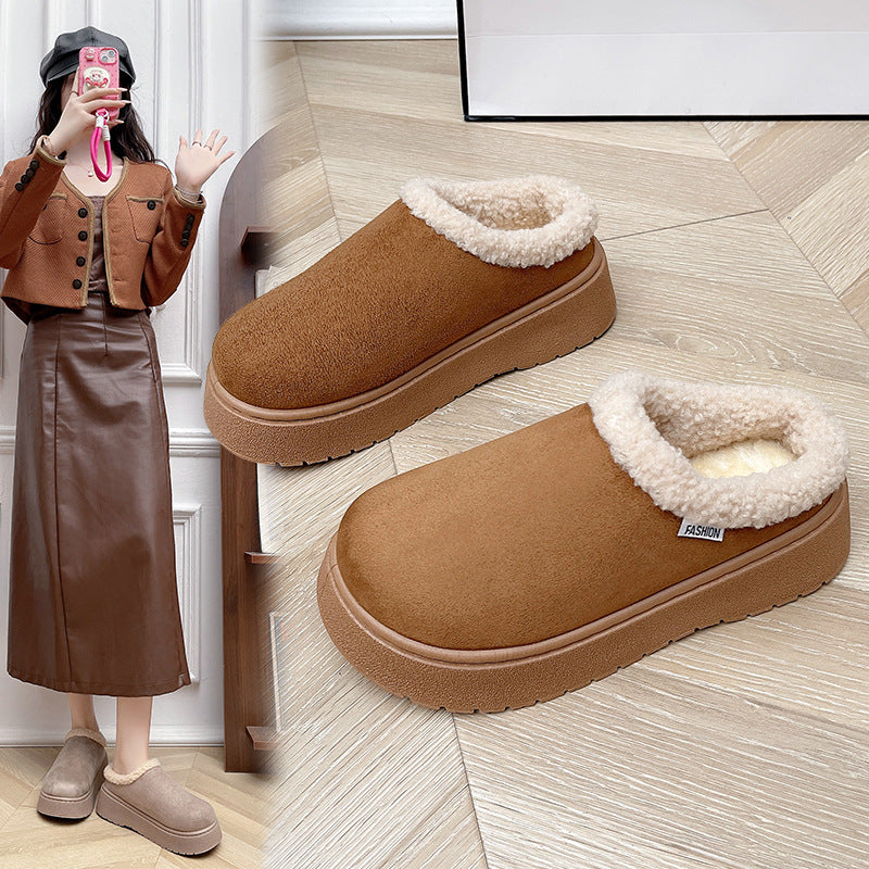 Damen Kuschelige Slipper‑Pantoffeln mit hohem Plateau und Teddyinnenfutter Drune