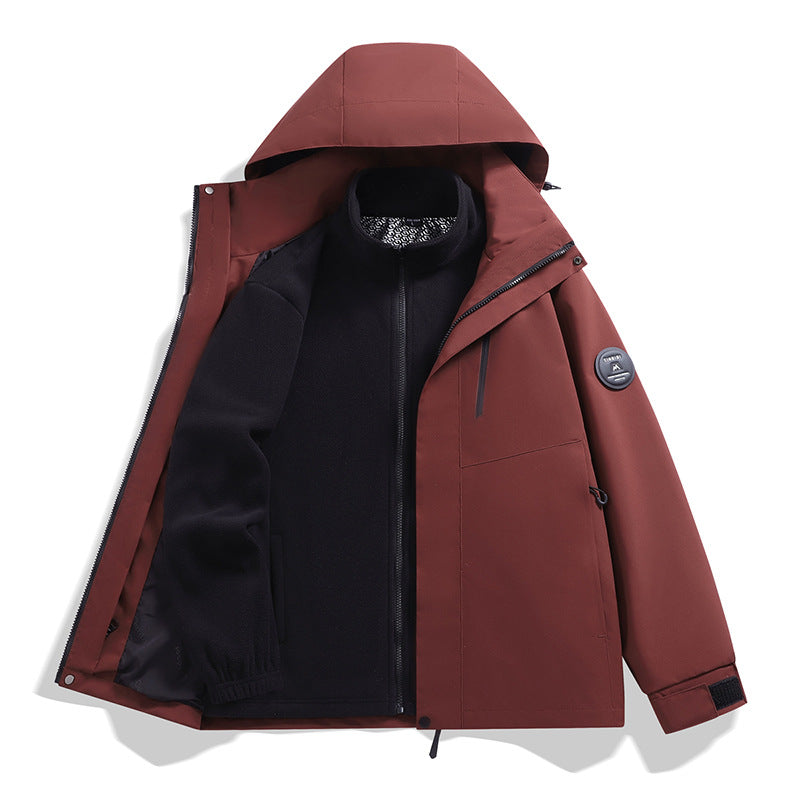 Herren Softshell-Performancejacke mit abnehmbarer Kapuze, verdecktem durchgehendem Reißverschluss und ergonomischem Schnitt Drune