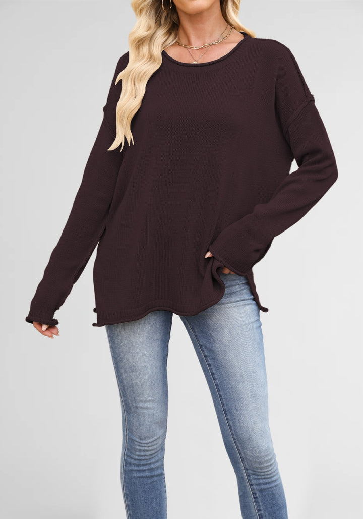 Damen gemütlicher Strickpullover mit weitem Schnitt Drune