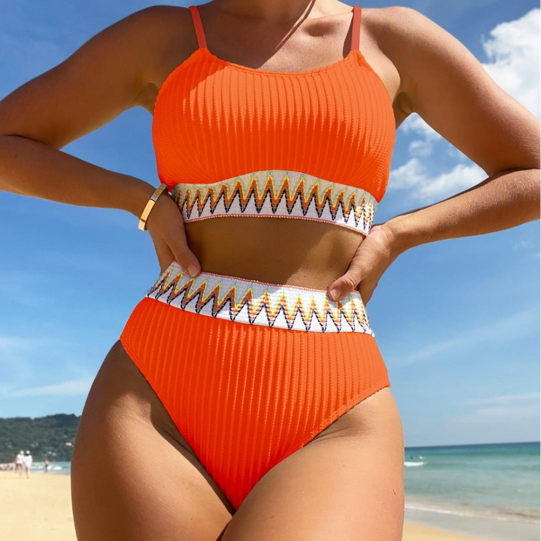 Damen Bunt gemusterter High-Waist Bikini Drune