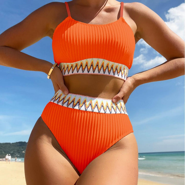 Damen Bunt gemusterter High-Waist Bikini Drune