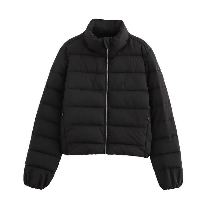 Damen Kurze gesteppte Jacke mit Stehkragen, Reißverschluss und elastischen Bündchen Drune