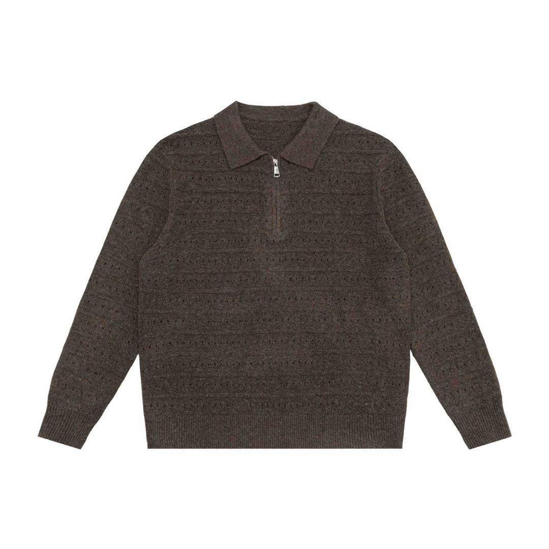 Herren Strick-Poloshirt mit Halbzipper und Strukturstrick Drune