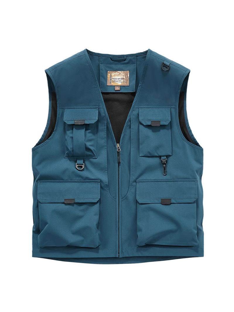 Herren Multifunktionale Utility-Weste mit Mehrfach‑Taschen und robustem Reißverschluss Drune