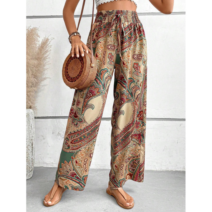 Damen Palazzo-Hose mit elastischem Bund und nostalgischem Paisleymuster Drune