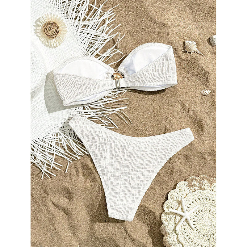 Damen Bandeau-Bikini mit raffiniertem Knoten und elegantem Schmuckdetail Drune